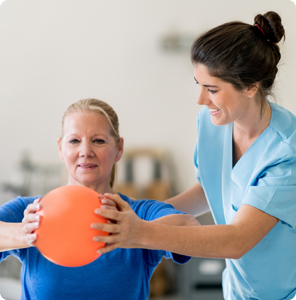 Physical Therapy Expert helping senior in exercise