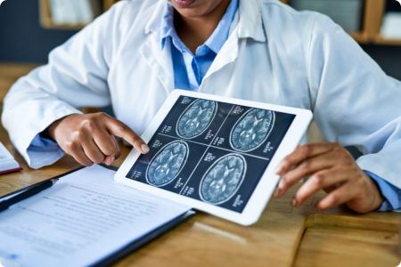 Neurosurgeon with Brain X-ray